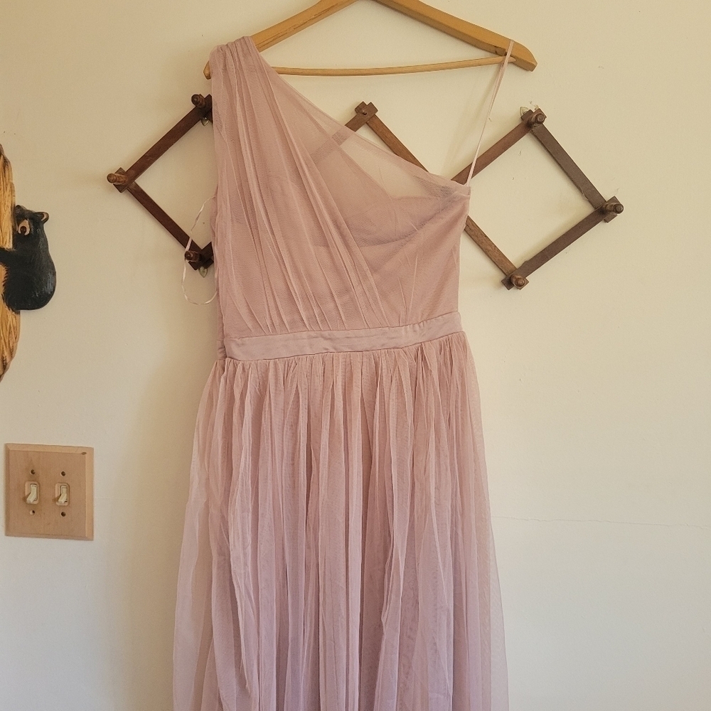 NWT Anaya Maxi Dress Lined Mesh Pink Assymetrical Bridesmaid Formal Small 4 - Picture 11 of 14